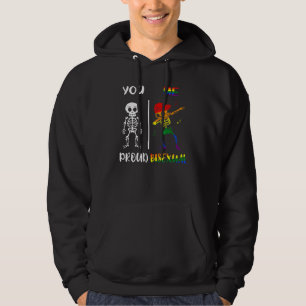 Dabbing Skeleton Rainbow Proud Bisexual Lgbt Pride Hoodie