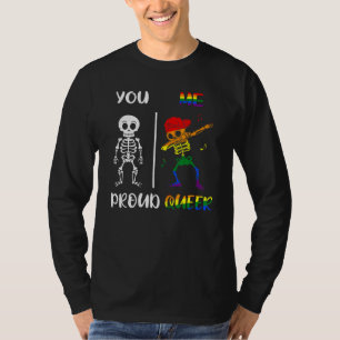 Dabbing Skeleton Rainbow Proud Queer Lgbt Pride Mo T-Shirt