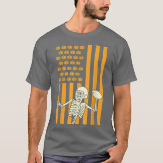 Dabbing Skeleton Rubgy Funny Halloween Pumpkin Fla T-Shirt