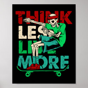 Dabbing Skeleton Skateboarder Skater Deck Skateboa Poster