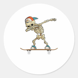 Dabbing Skeleton Skater Gift Classic Round Sticker