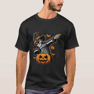 Dabbing Skeleton Skull Dab Dance Pumpkin Halloween T-Shirt
