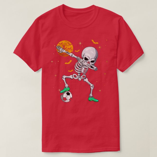 Dabbing Skeleton Soccer Halloween Boys Girls Kids  T-Shirt (Design Front)