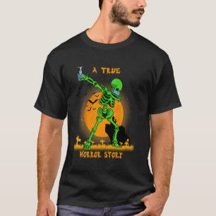 Dabbing Skeleton Soccer  Halloween Boys Kids Men T-Shirt