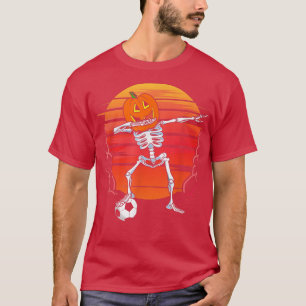 Dabbing Skeleton Soccer Halloween Boys Kids Men  T-Shirt