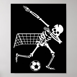 Dabbing Skeleton Soccer Humour Funny Halloween Gif Poster
