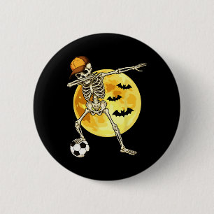 Dabbing Skeleton Soccer Player Halloween Moon 6 Cm Round Badge