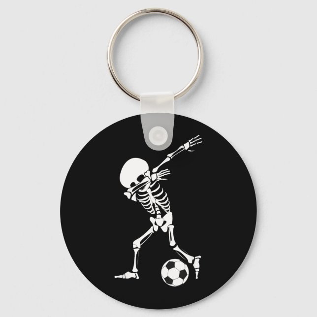 Dabbing Skeleton Soccer Shirt - Funny Halloween Key Ring (Front)