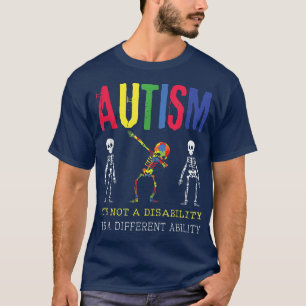 Dabbing Skeleton Special Puzzle April Blue Autism T-Shirt