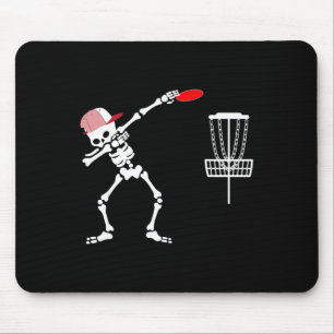 Dabbing Skeleton Wear Hat Disc Golf Player Hallowe Mouse Mat