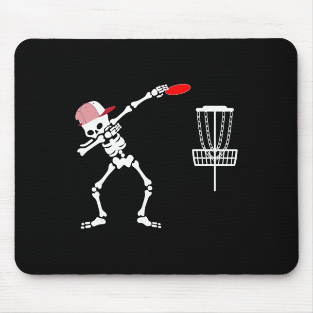 Dabbing Skeleton Wear Hat Disc Golf Player Hallowe Mouse Mat (Front)