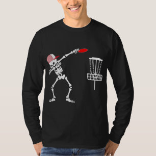 dabbing Skeleton wear hat Disc Golf Player Hallowe T-Shirt