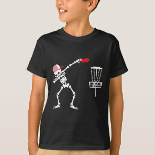 Dabbing Skeleton Wear Hat Disc Golf Player Hallowe T-Shirt