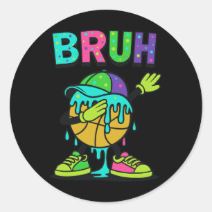 Dabbing Sketll Drip Bruh Sketll Drip Ice+cream Ck  Classic Round Sticker