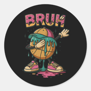 Dabbing Sketll Drip Bruh Sketll Drip Ice+cream Ck Classic Round Sticker