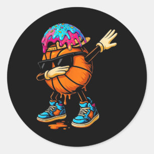 Dabbing Sketll Ice Cream Drip For Boys Funny Sketl Classic Round Sticker