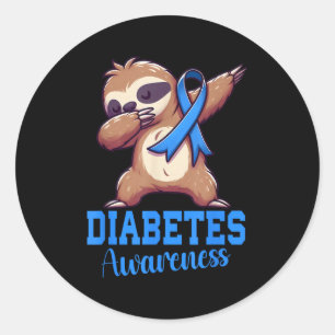 Dabbing Sloth Diabetes Awareness Sloth Diabetes Bl Classic Round Sticker