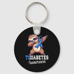 Dabbing Sloth Diabetes Awareness Type 1 Diabetes B Key Ring