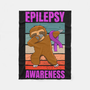 Dabbing Sloth Epilepsy Seizures Awareness Ribbon Fleece Blanket