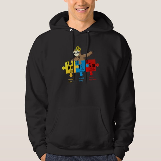 Dabbing Sloth Sunflower Autism Awareness Chemistry Hoodie (Front)