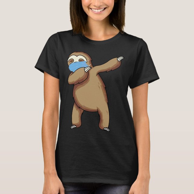 Dabbing Sloth With Face Mask T-Shirt (Front)