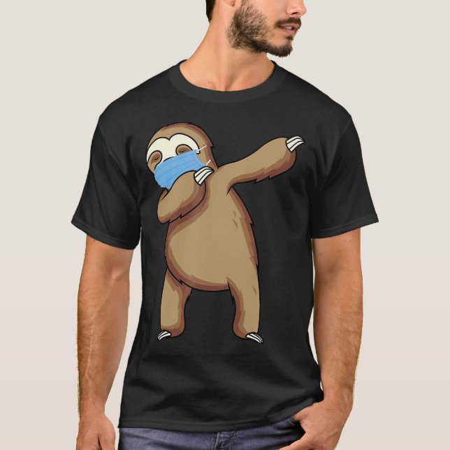 Dabbing Sloth With Face Mask T-Shirt (Front)