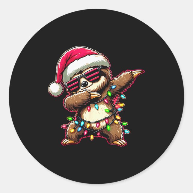 Dabbing Sloth Xmas For Kids Boys Girl Sloth Lover  Classic Round Sticker (Front)