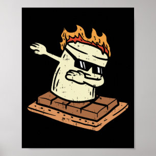Dabbing Smore Marshmallow Cute Dab Dance Camping C Poster