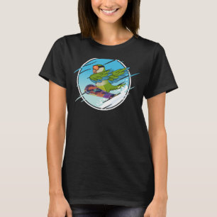 Dabbing Snowboard Parrot I Green Monk Parakeet Qua T-Shirt