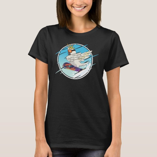 Dabbing Snowboard Parrot I Sulphur crested Cockato T-Shirt (Front)
