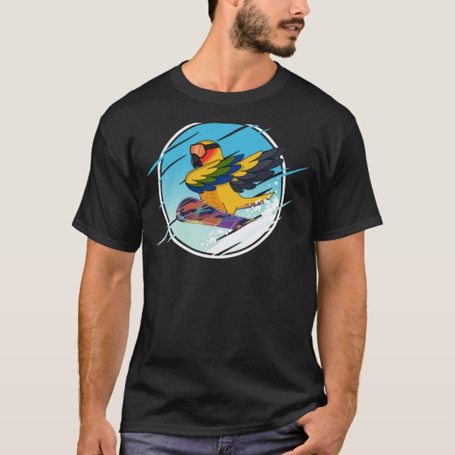 Dabbing Snowboard Parrot I Sun Conure T-Shirt (Front)