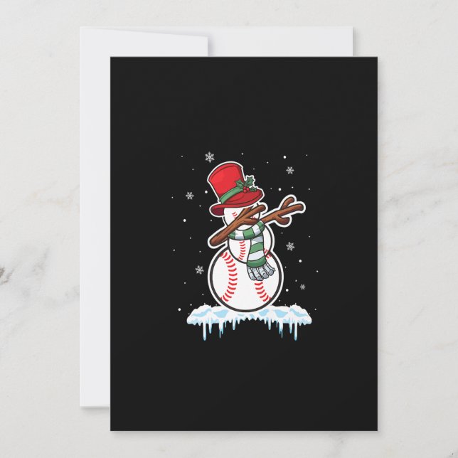 Dabbing Snowman Baseball Ball Santa Christmas Paja Holiday Card (Front)