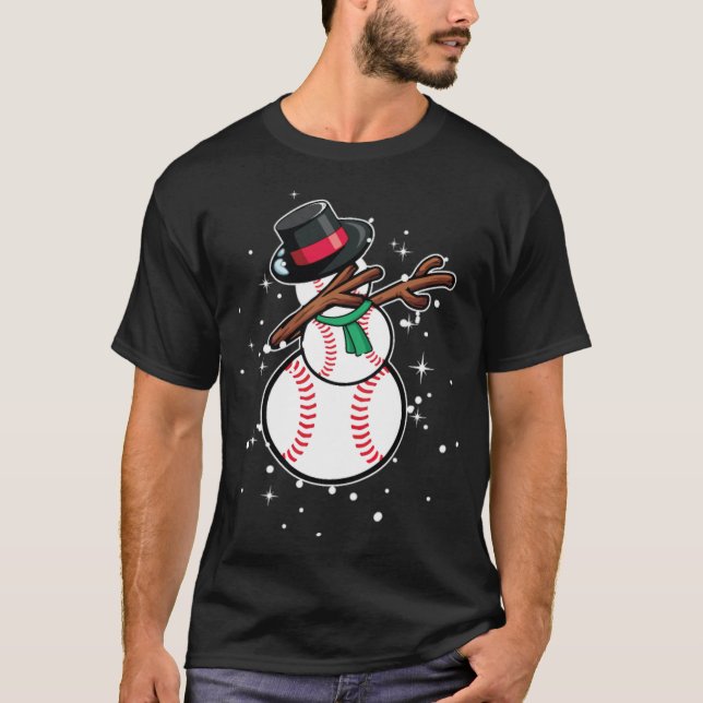 Dabbing Snowman Baseball Funny Christmas baseball  T-Shirt (Front)