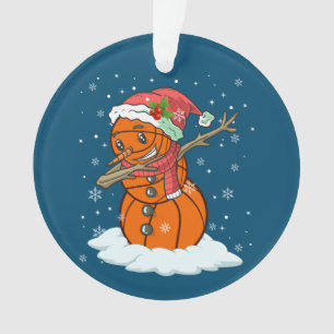 Dabbing Snowman Basketball Ball Tee Christmas Sant Ornament