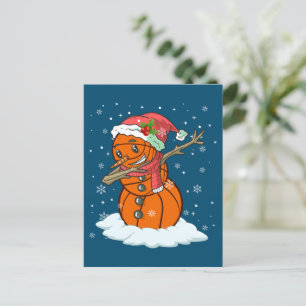 Dabbing Snowman Basketball Ball Tee Christmas Sant Postcard