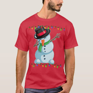 Dabbing Snowman Christmas Lights Dab Funny Snowman T-Shirt