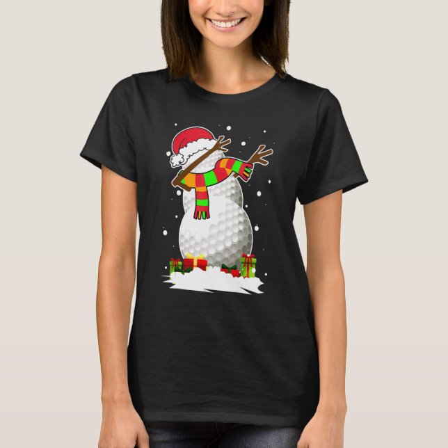 Dabbing Snowman Golf Ball Santa Christmas Pajama X T-Shirt (Front)