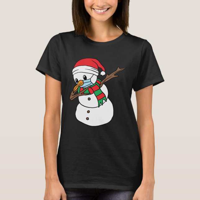 Dabbing Snowman Mask Xmas Dab Christmas Santa T-Shirt (Front)