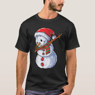 Dabbing Snowman Santa Christmas Boys Men Funny Xma T-Shirt