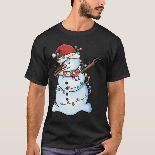 Dabbing Snowman Santa Christmas Funny Xmas Hat Dab T-Shirt (Front)