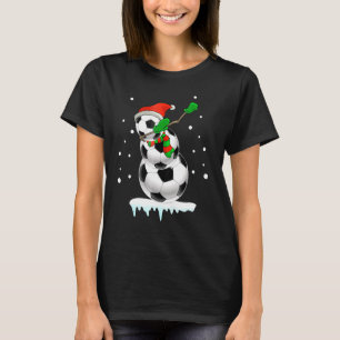 Dabbing Snowman Soccer Fun Christmas Gif T-Shirt