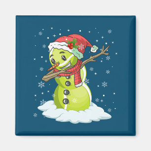 Dabbing Snowman Tennis Ball Tee Christmas Xmas Magnet