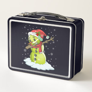 Dabbing Snowman Tennis Ball Tee Christmas Xmas Metal Lunch Box