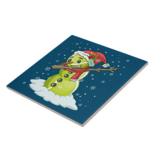 Dabbing Snowman Tennis Ball Tee Christmas Xmas Tile
