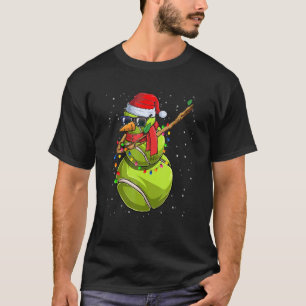 Dabbing Snowman Tennis Lover Santa Hat Christmas P T-Shirt