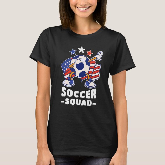 Dabbing Soccer Ball American Flag Soccer Squad 1 T-Shirt (Front)