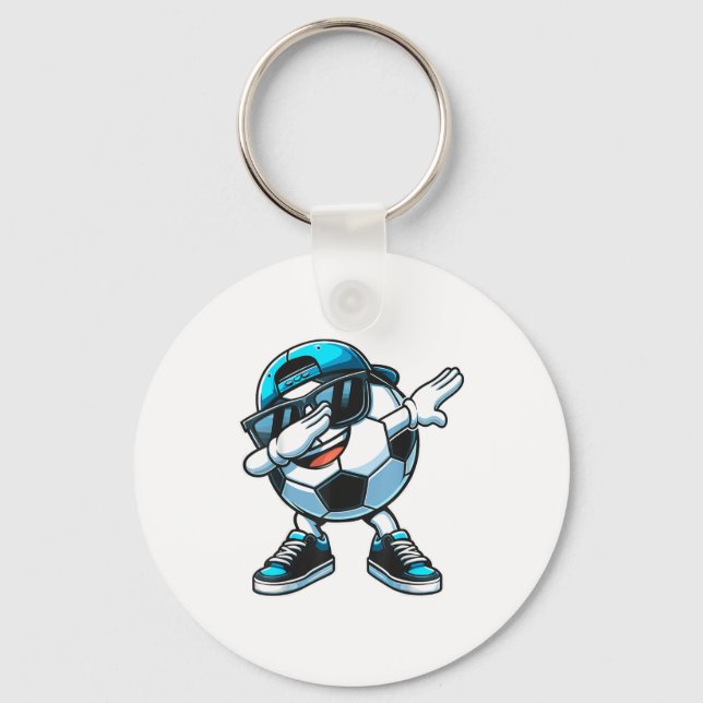 Dabbing Soccer Ball Boys Player _1  Key Ring (Front)