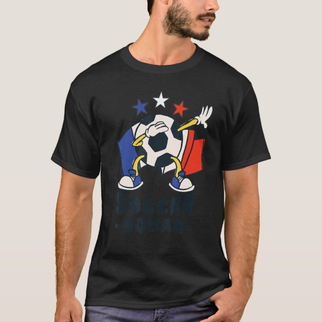 Dabbing Soccer Ball French Flag Soccer Squad 1 T-Shirt (Front)