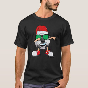 Dabbing Soccer Ball Santa Hat Sunglasses  Christma T-Shirt