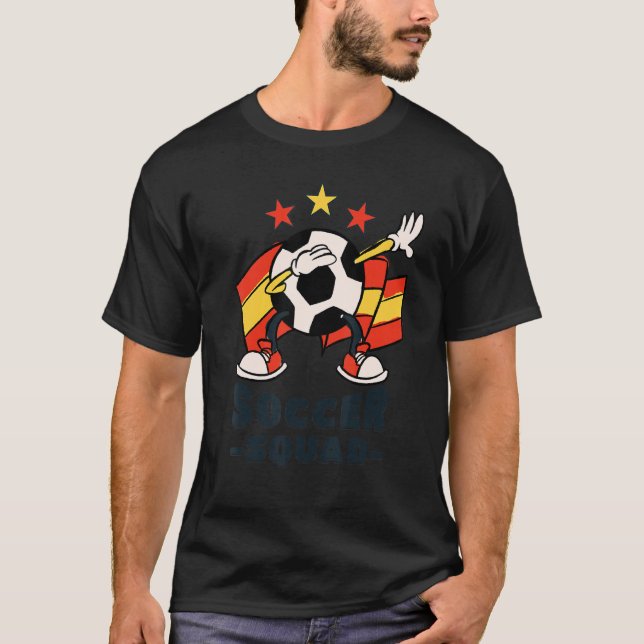 Dabbing Soccer Ball Spanish Flag Soccer Squad T-Shirt (Front)